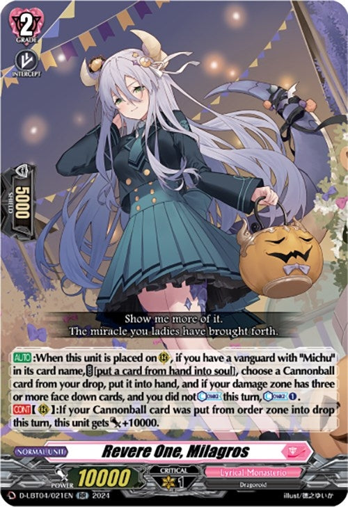 Image for Revere One, Milagros (D-LBT04: Lyrical Monasterio ~Trick or Trick!~) (D-LBT04/021EN) - Cardfight Vanguard