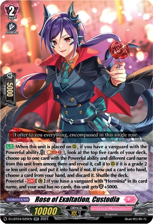 Image for Rose of Exaltation, Custodia (D-LBT04: Lyrical Monasterio ~Trick or Trick!~) (D-LBT04/025EN) - Cardfight Vanguard