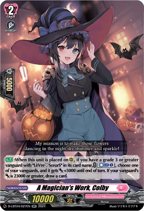 Image for A Magician's Work, Colby (D-LBT04: Lyrical Monasterio ~Trick or Trick!~) (D-LBT04/027EN) - Cardfight Vanguard
