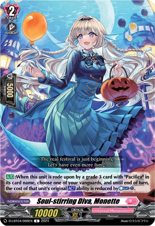 Image for Soul-stirring Diva, Monette (D-LBT04: Lyrical Monasterio ~Trick or Trick!~) (D-LBT04/066EN) - Cardfight Vanguard