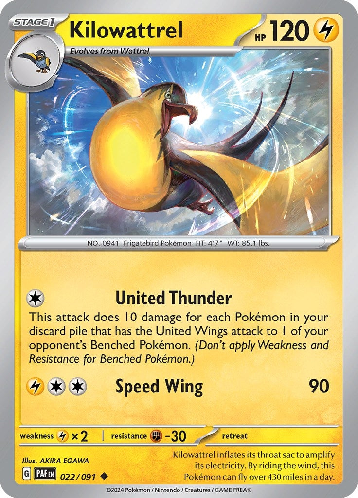 Image for Kilowattrel (SV: Paldean Fates) (022/091) - Pokemon