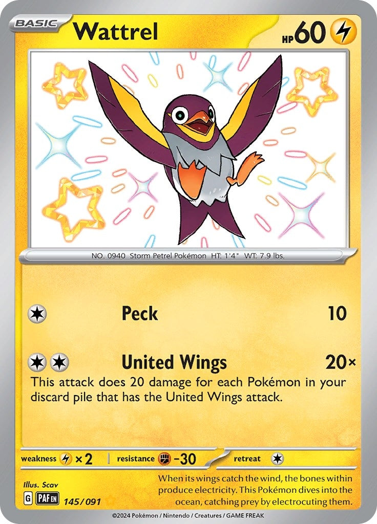 Image for Wattrel (SV: Paldean Fates) (145/091) - Pokemon