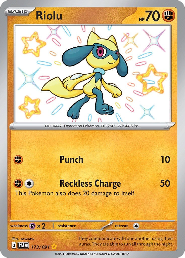 Image for Riolu (SV: Paldean Fates) (173/091) - Pokemon