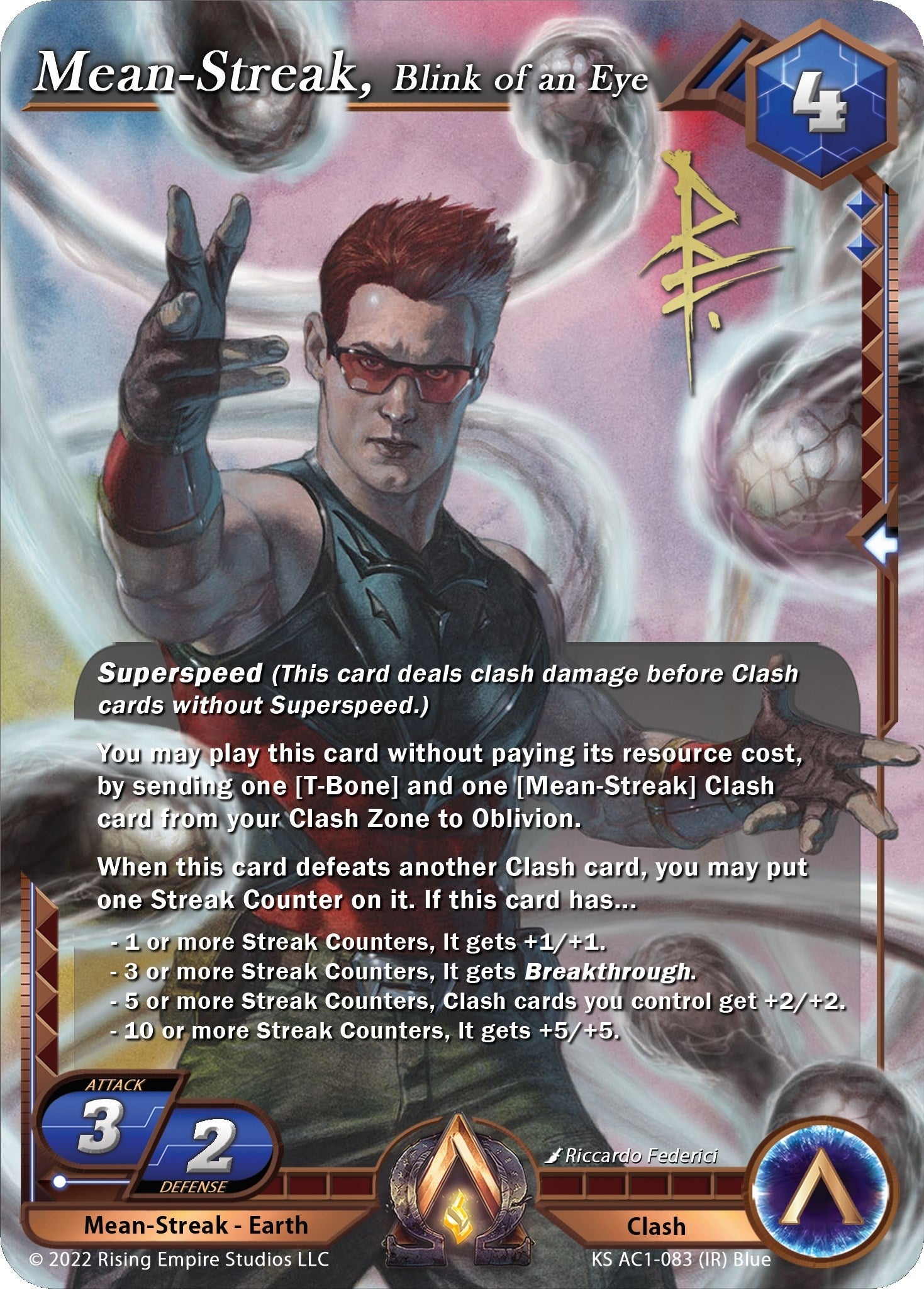 Image for Mean-Streak, Blink of an Eye (Iconic Rare) (The Awakening (Kickstarter)) (KS AC1-083) - Alpha Clash