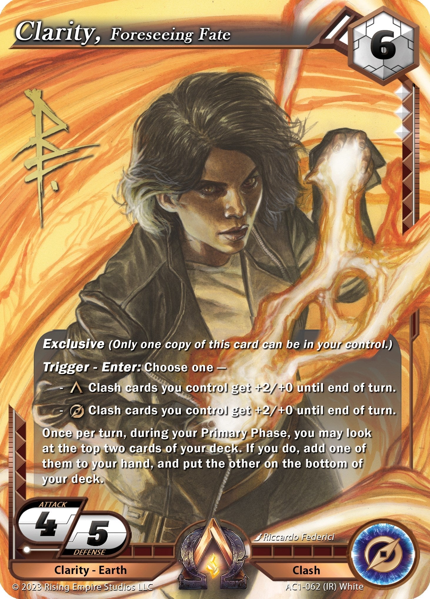Image for Clarity, Foreseeing Fate (Iconic Rare) (The Awakening) (AC1-062) - Alpha Clash