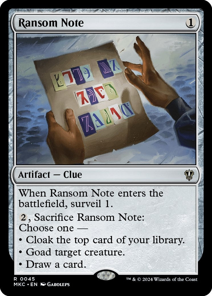 Image for Ransom Note (0045) (Commander: Murders at Karlov Manor) (45) - Magic: The Gathering