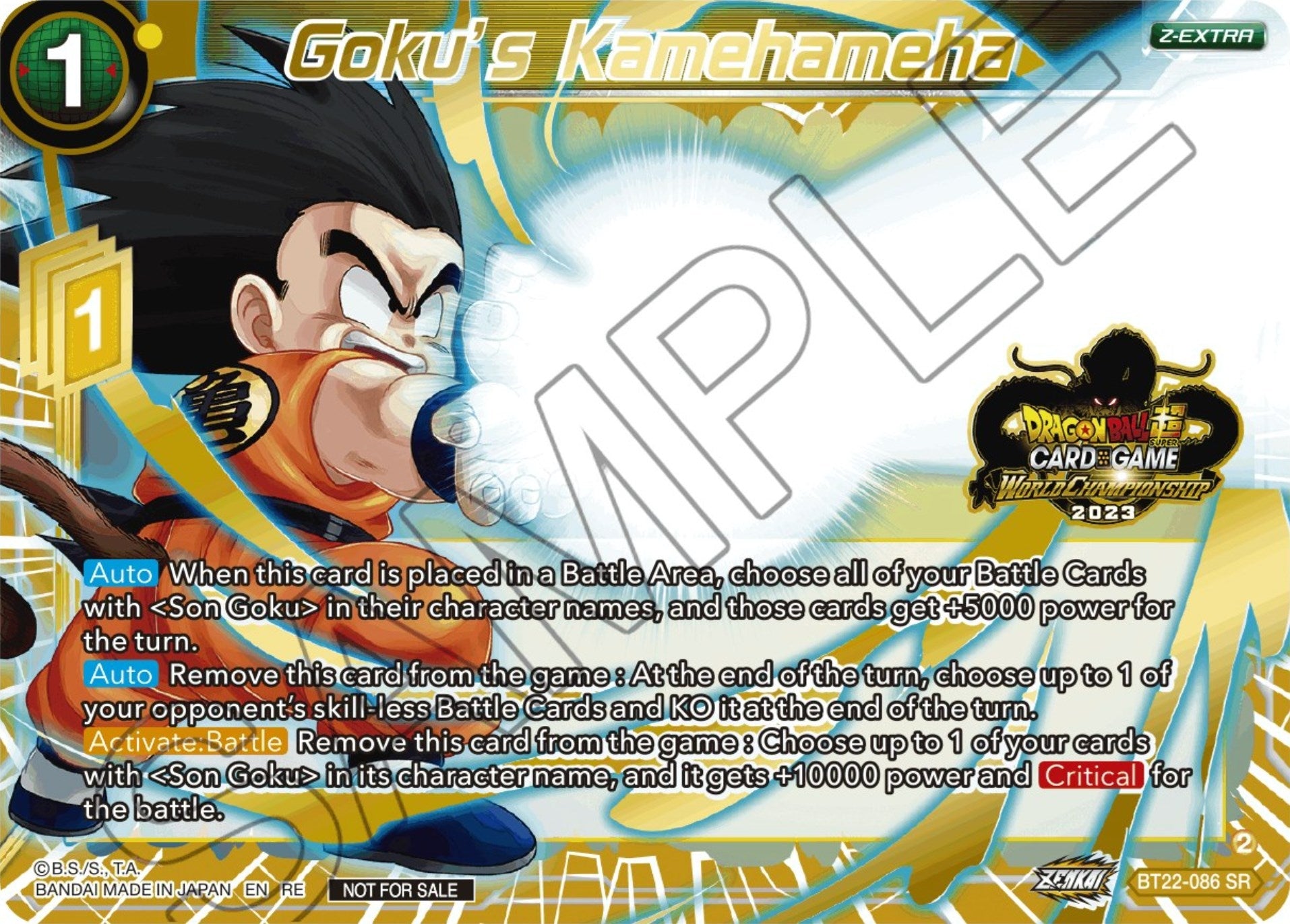 Image for Goku's Kamehameha (2023 World Championship Z-Extra Card Set) (Tournament Promotion Cards) (BT22-086) - Dragon Ball Super: Masters