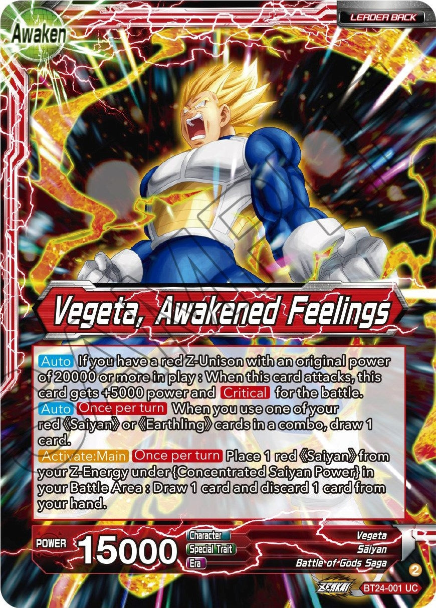 Image for Vegeta // Vegeta, Awakened Feelings (Beyond Generations) (BT24-001) - Dragon Ball Super: Masters