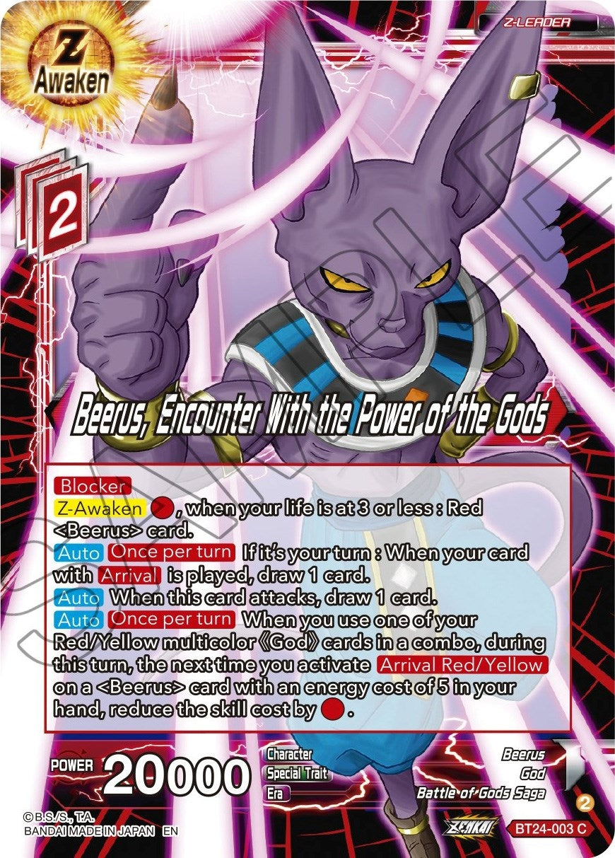 Image for Beerus, Encounter With the Power of the Gods (Beyond Generations) (BT24-003) - Dragon Ball Super: Masters