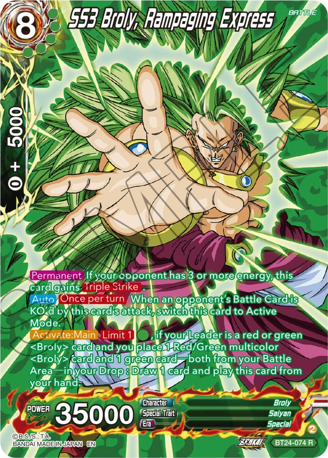 Image for SS3 Broly, Rampaging Express (Collector Booster Silver) (Beyond Generations) (BT24-074) - Dragon Ball Super: Masters