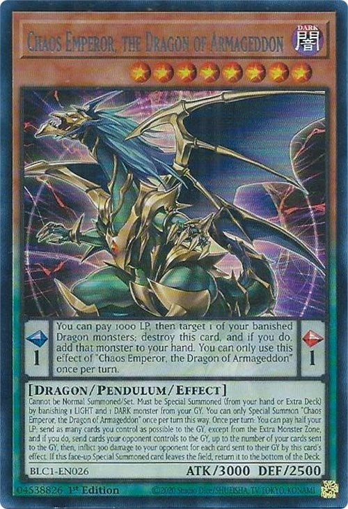 Image for Chaos Emperor, the Dragon of Armageddon (Silver) (Battles of Legend: Chapter 1) (BLC1-EN026) - YuGiOh