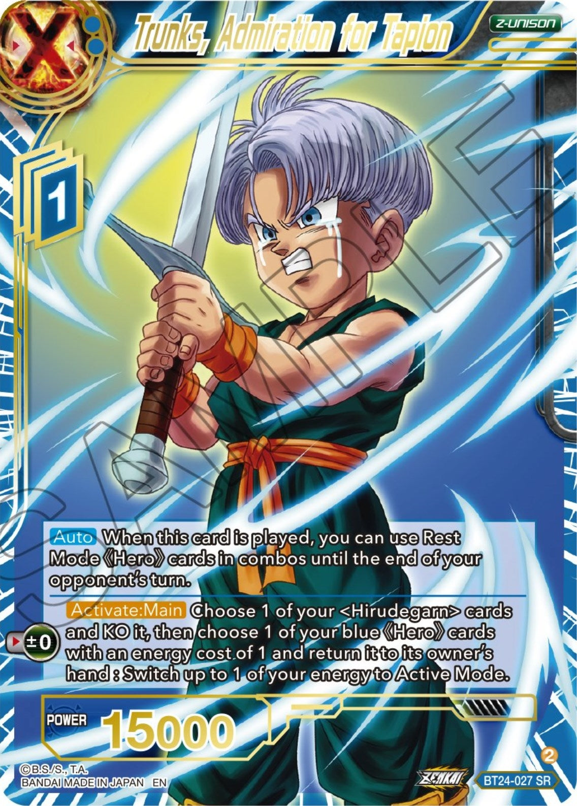 Image for Trunks, Admiration for Tapion (Beyond Generations) (BT24-027) - Dragon Ball Super: Masters