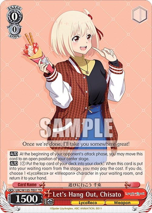 Image for Let's Hang Out, Chisato (Lycoris Recoil) (LRC/W105-TE01 TD) - Weiss Schwarz