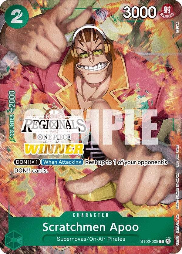 Image for Scratchmen Apoo (Online Regional 2024) [Winner] (One Piece Promotion Cards) (ST02-008) - One Piece Card Game