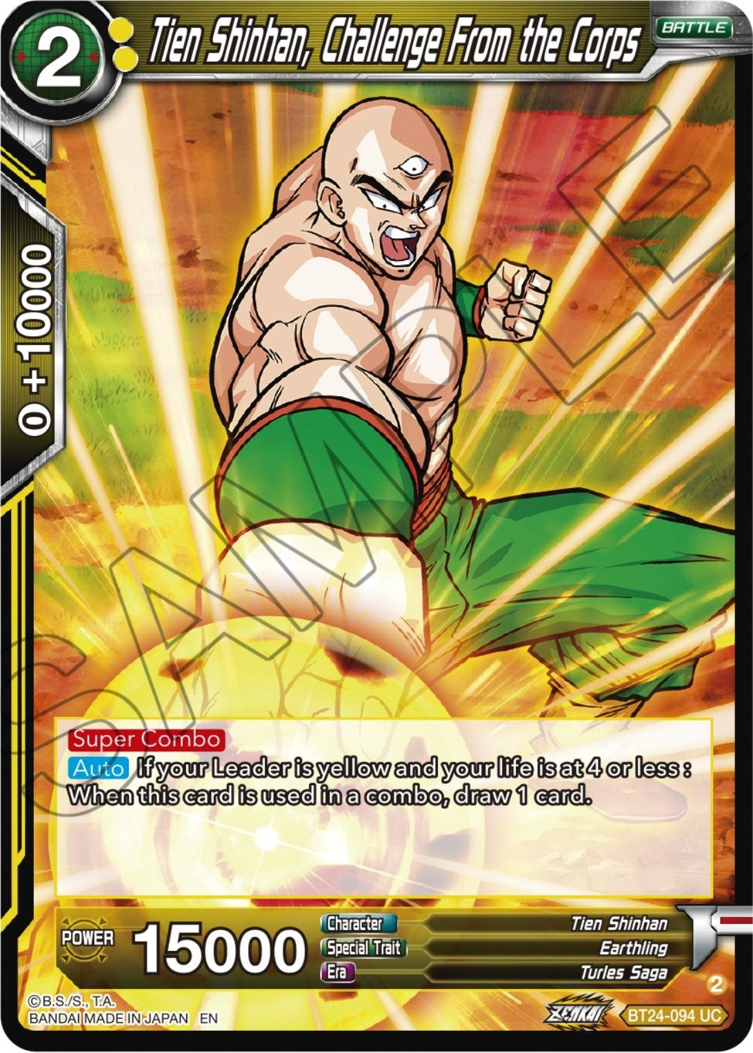 Image for Tien Shinhan, Challenge From the Corps (Beyond Generations) (BT24-094) - Dragon Ball Super: Masters