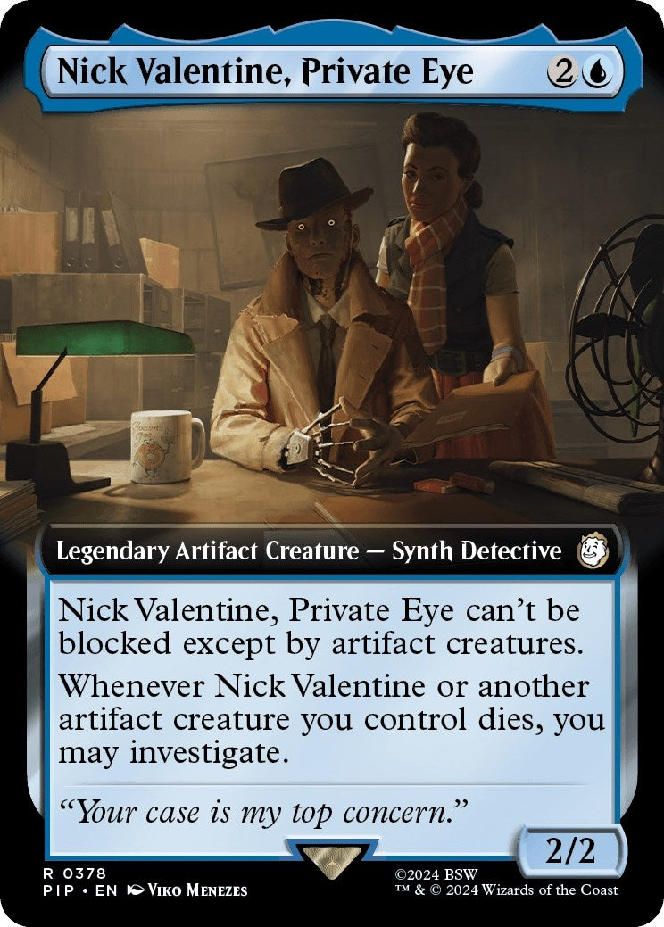 Image for Nick Valentine, Private Eye (Extended Art) (Universes Beyond: Fallout) (378) - Magic: The Gathering