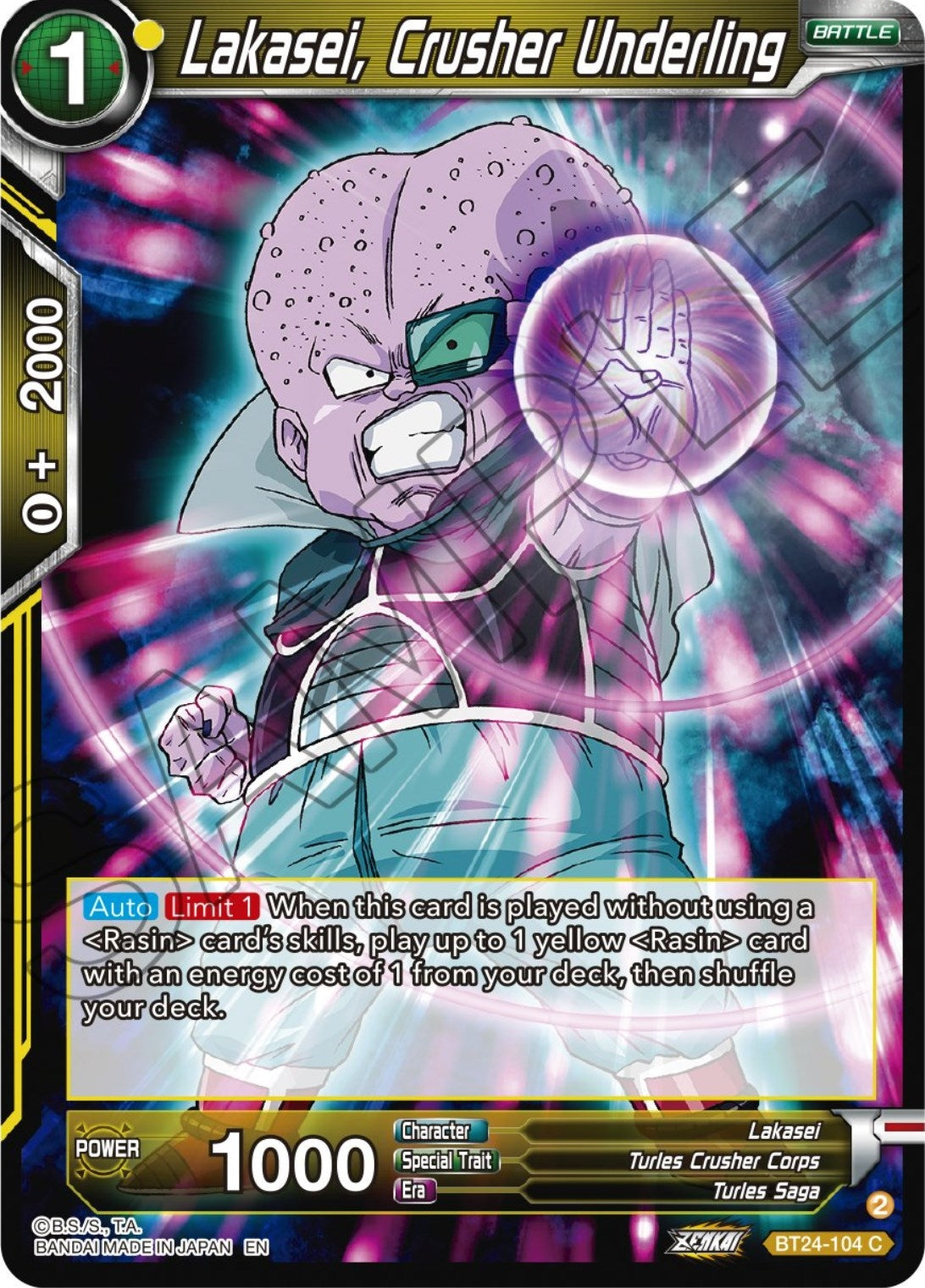 Image for Lakasei, Crusher Underling (Beyond Generations) (BT24-104) - Dragon Ball Super: Masters