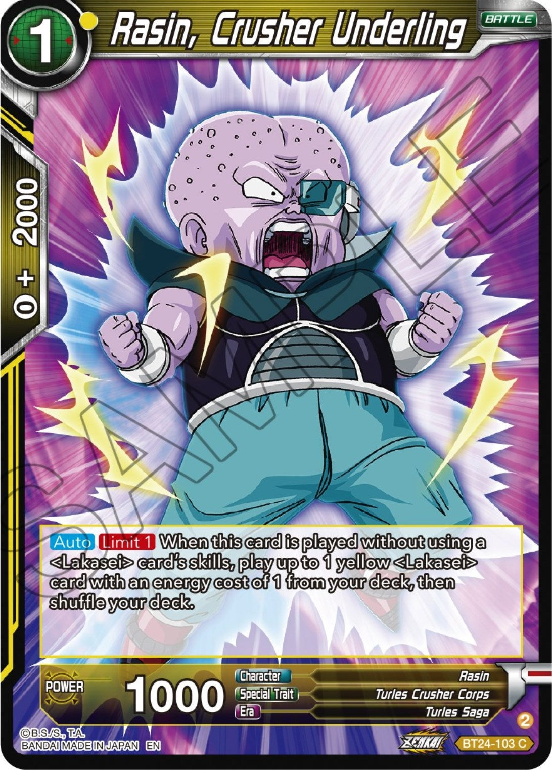 Image for Rasin, Crusher Underling (Beyond Generations) (BT24-103) - Dragon Ball Super: Masters