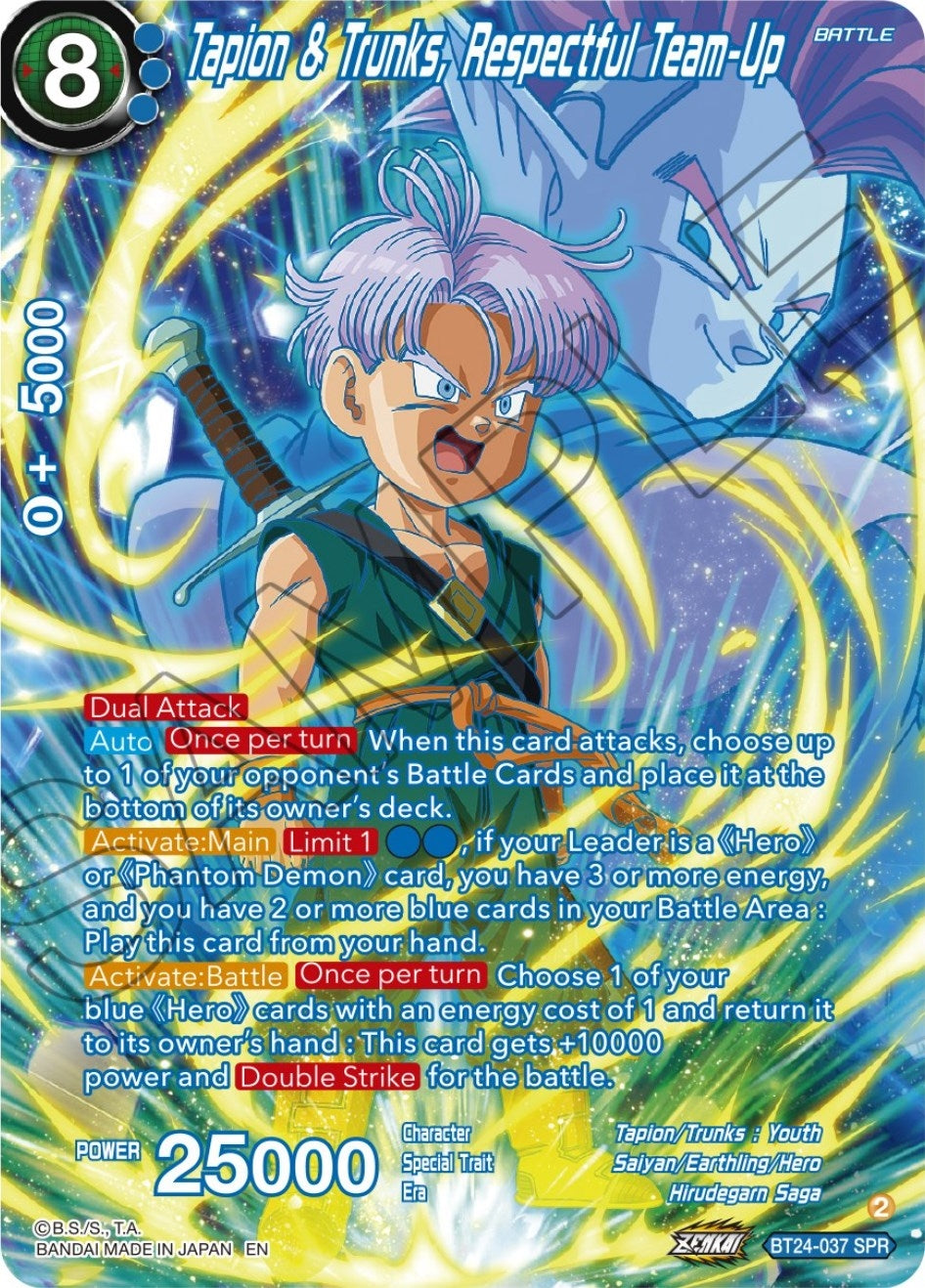 Image for Tapion & Trunks, Respectful Team-Up (SPR) (Beyond Generations) (BT24-037) - Dragon Ball Super: Masters