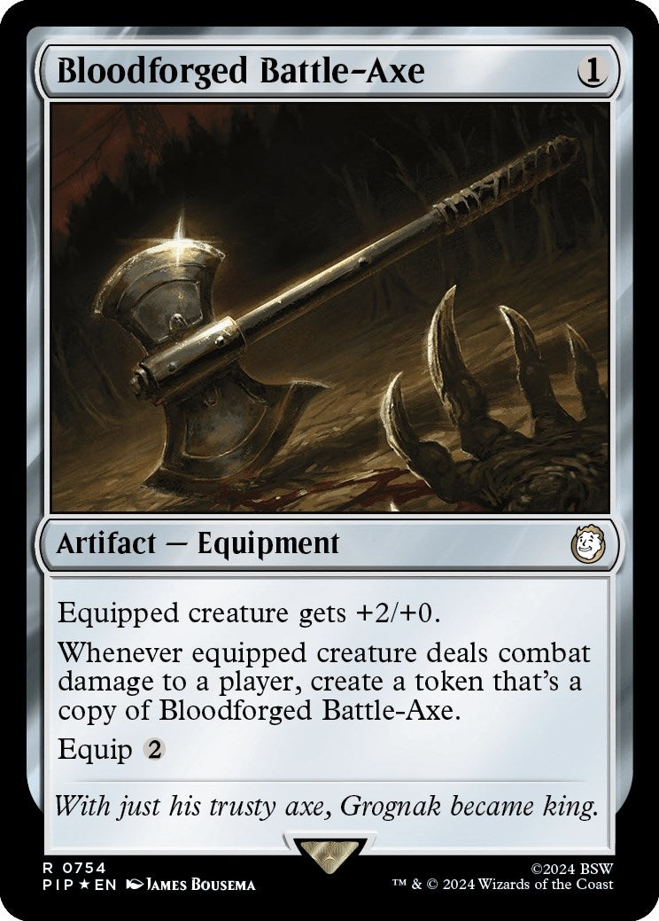 Image for Bloodforged Battle-Axe (Surge Foil) (Universes Beyond: Fallout) (754) - Magic: The Gathering