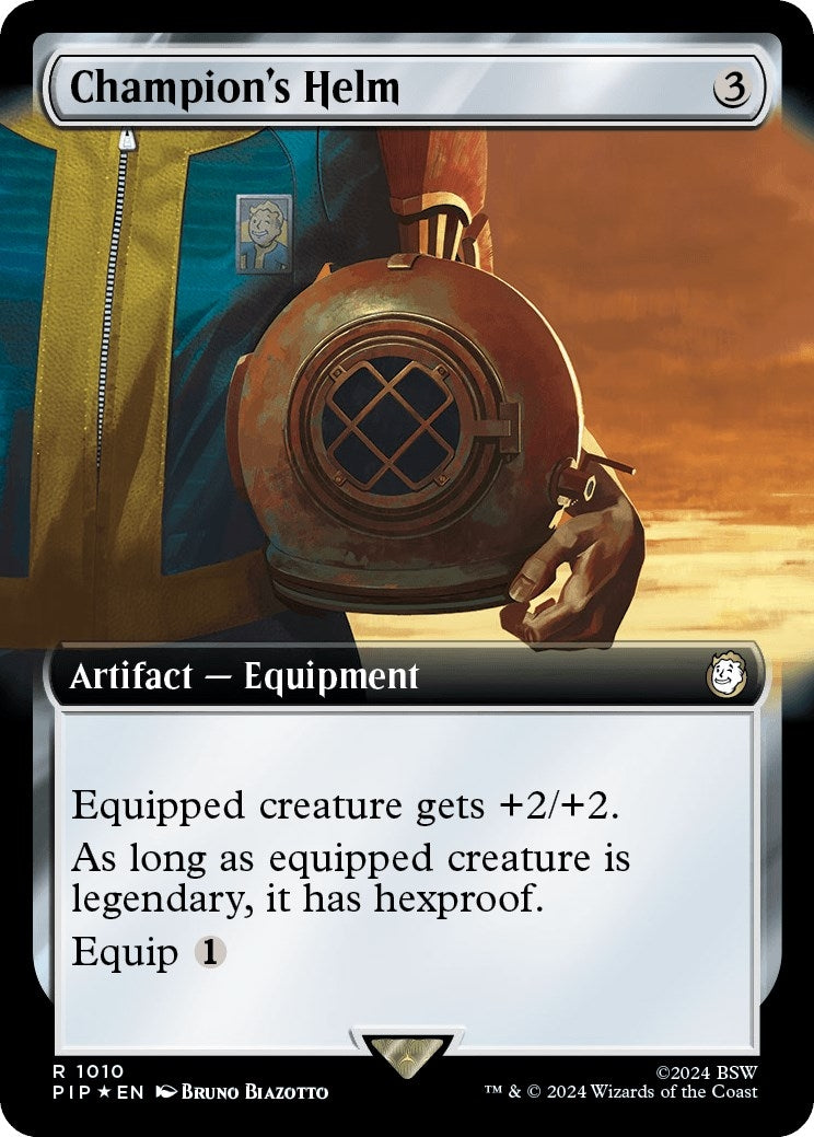Image for Champion's Helm (Extended Art) (Surge Foil) (Universes Beyond: Fallout) (1010) - Magic: The Gathering