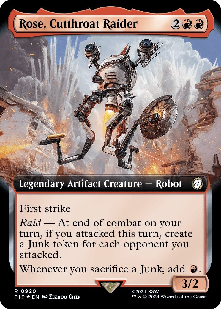 Image for Rose, Cutthroat Raider (Extended Art) (Surge Foil) (Universes Beyond: Fallout) (920) - Magic: The Gathering