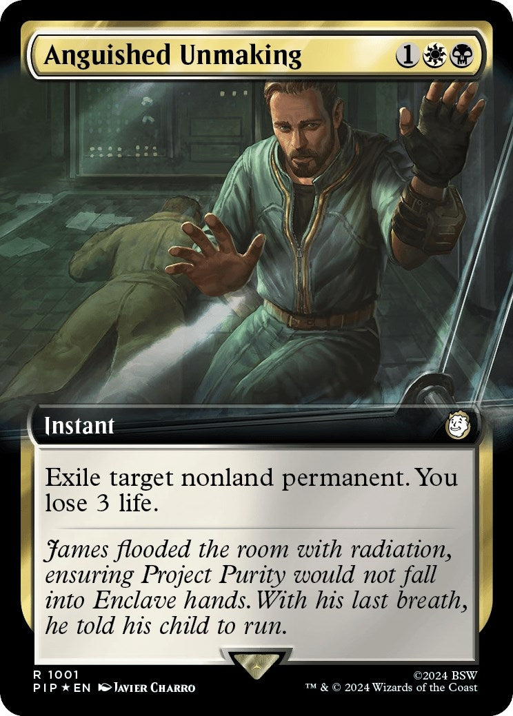 Image for Anguished Unmaking (Extended Art) (Surge Foil) (Universes Beyond: Fallout) (1001) - Magic: The Gathering