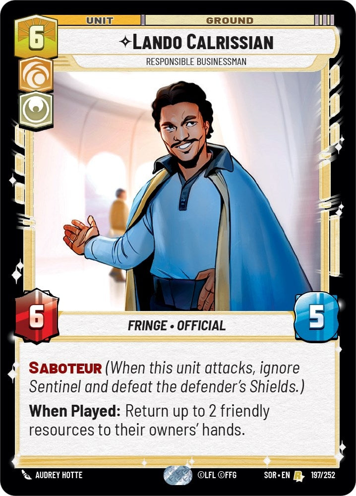 Image for Lando Calrissian - Responsible Businessman (Spark of Rebellion) (197/252) - Star Wars: Unlimited
