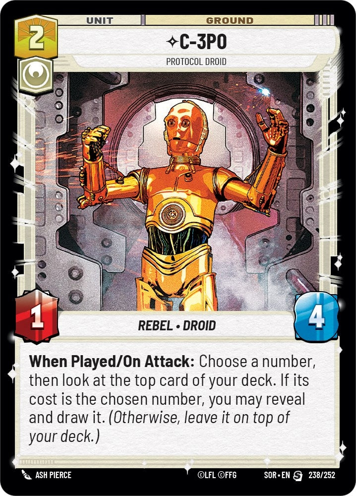 Image for C-3PO - Protocol Droid (Spark of Rebellion) (238/252) - Star Wars: Unlimited