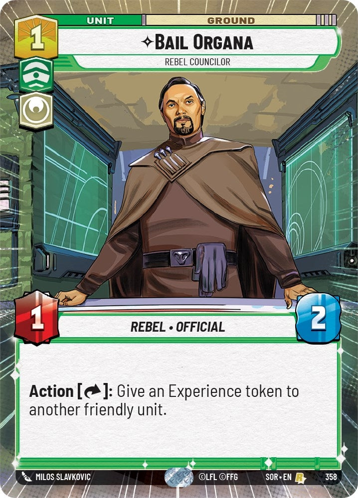 Image for Bail Organa - Rebel Councilor (Hyperspace) (Spark of Rebellion) (358) - Star Wars: Unlimited