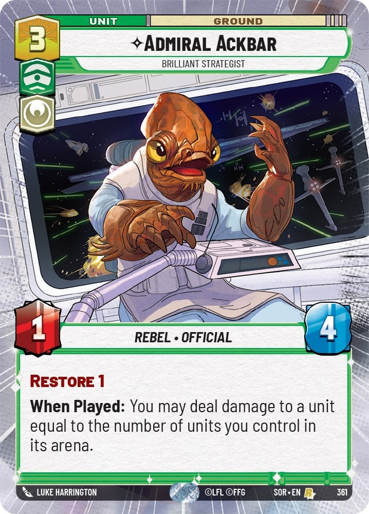 Image for Admiral Ackbar - Brilliant Strategist (Hyperspace) (Spark of Rebellion) (361) - Star Wars: Unlimited