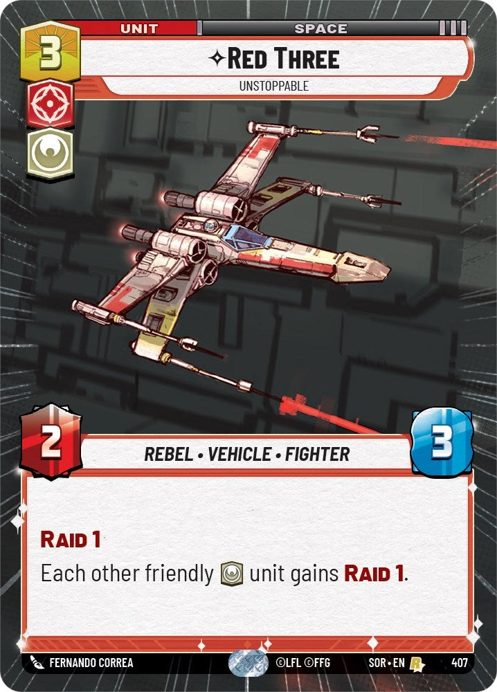 Image for Red Three - Unstoppable (Hyperspace) (Spark of Rebellion) (407) - Star Wars: Unlimited