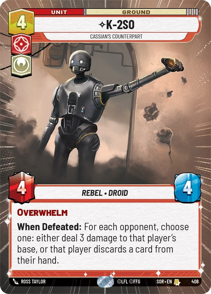 Image for K-2SO - Cassian's Counterpart (Hyperspace) (Spark of Rebellion) (408) - Star Wars: Unlimited