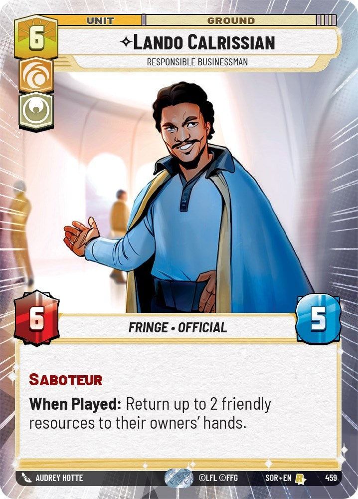 Image for Lando Calrissian - Responsible Businessman (Hyperspace) (Spark of Rebellion) (459) - Star Wars: Unlimited