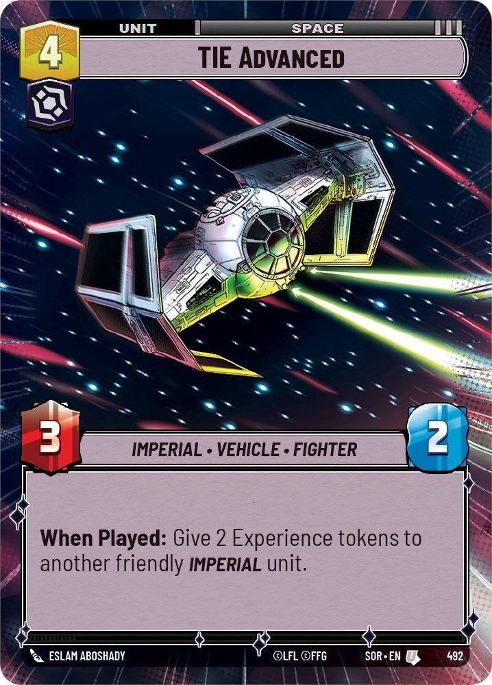 Image for TIE Advanced (Hyperspace) (Spark of Rebellion) (492) - Star Wars: Unlimited
