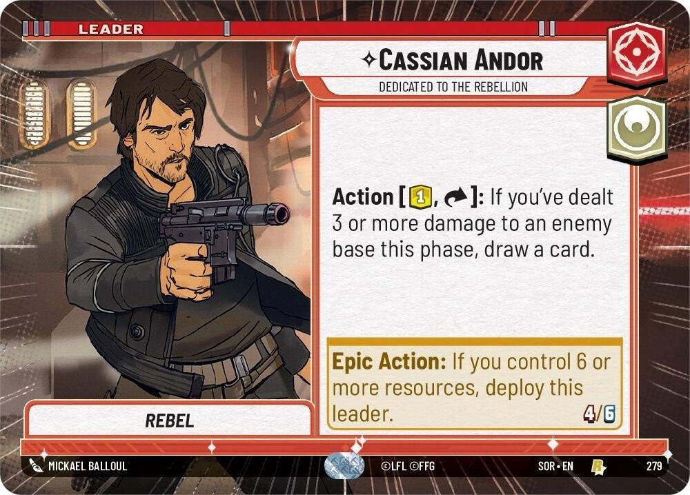 Image for Cassian Andor - Dedicated to the Rebellion (Hyperspace) (Spark of Rebellion) (279) - Star Wars: Unlimited