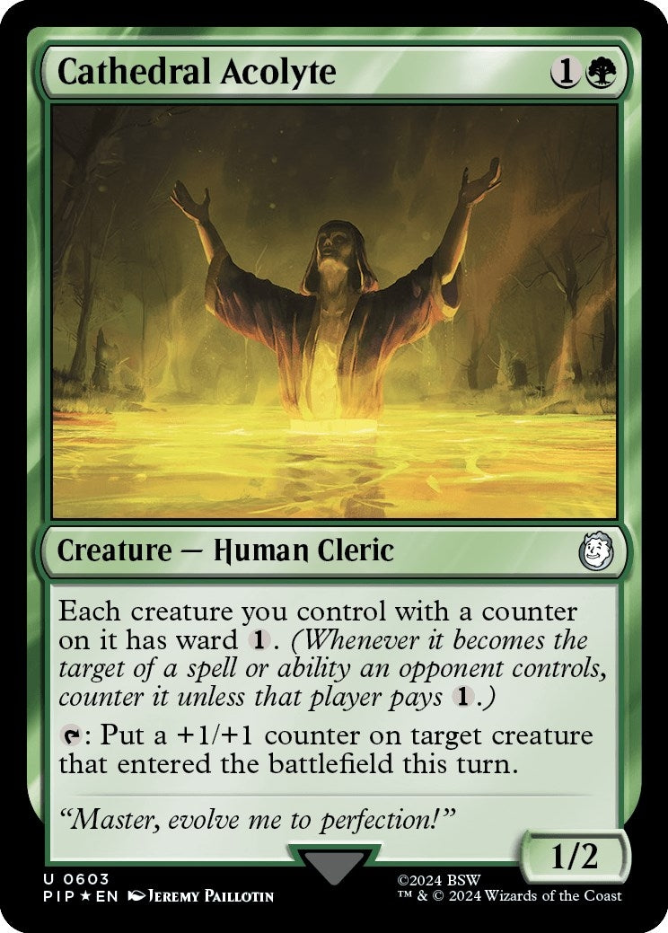 Image for Cathedral Acolyte (Surge Foil) (Universes Beyond: Fallout) (603) - Magic: The Gathering