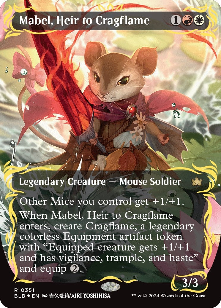 Image for Mabel, Heir to Cragflame (Borderless) (Raised Foil) (Bloomburrow) (351) - Magic: The Gathering