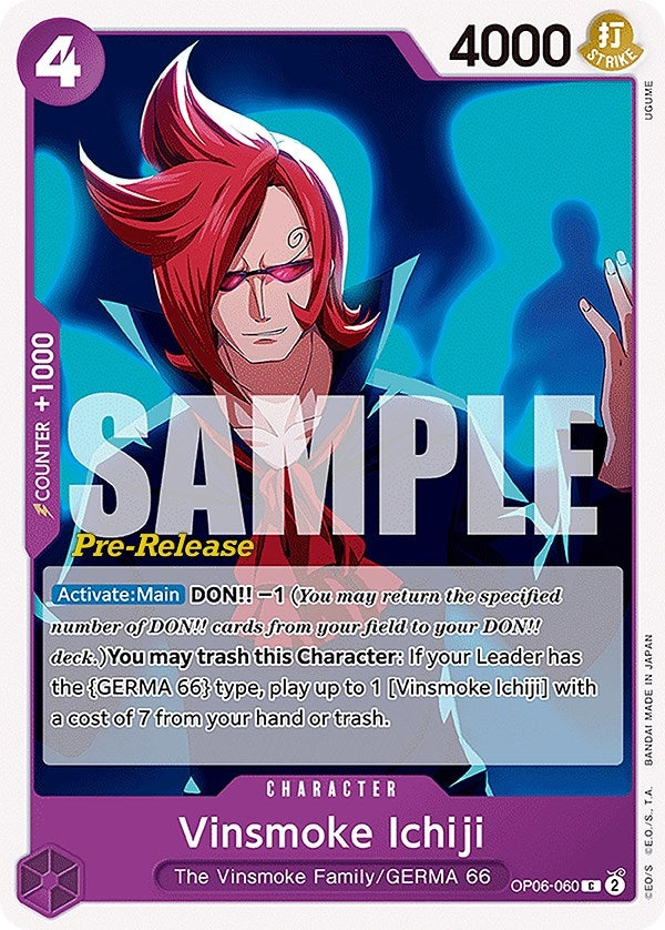 Image for Vinsmoke Ichiji (060) (Wings of the Captain Pre-Release Cards) (OP06-060) - One Piece Card Game