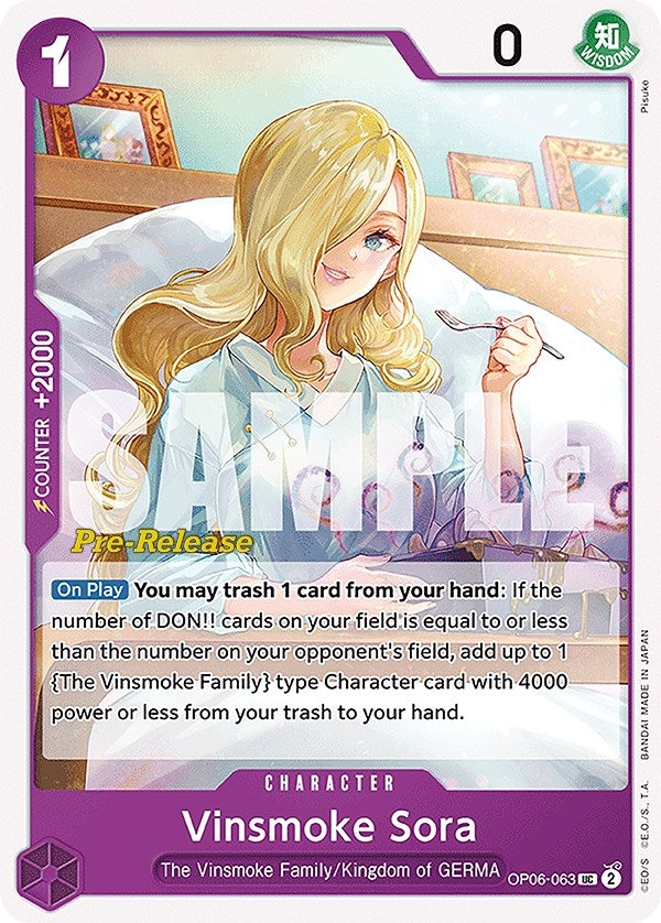Image for Vinsmoke Sora (Wings of the Captain Pre-Release Cards) (OP06-063) - One Piece Card Game