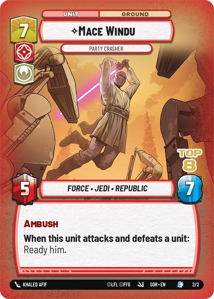 Image for Mace Windu - Party Crasher (Top 8) (Organized Play Promos) (2/2) - Star Wars: Unlimited