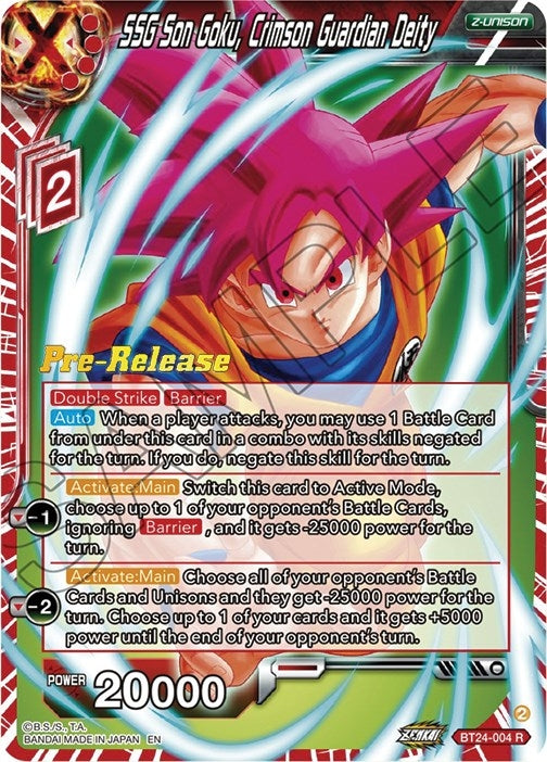 Image for SSG Son Goku, Crimson Guardian Deity (Beyond Generations Pre-Release Cards) (BT24-004) - Dragon Ball Super: Masters