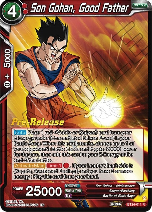 Image for Son Gohan, Good Father (Beyond Generations Pre-Release Cards) (BT24-011) - Dragon Ball Super: Masters