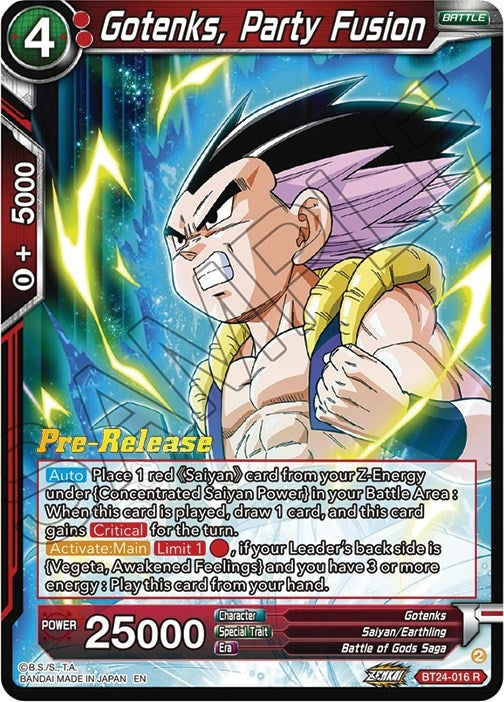 Image for Gotenks, Party Fusion (Beyond Generations Pre-Release Cards) (BT24-016) - Dragon Ball Super: Masters