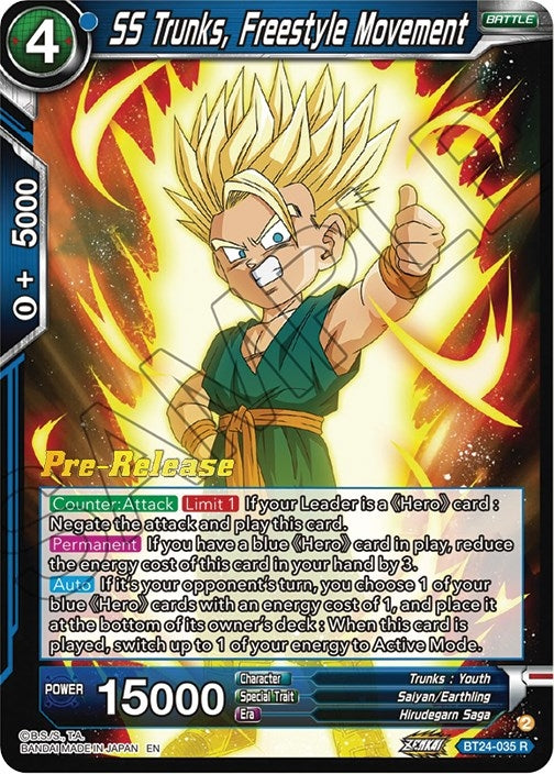 Image for SS Trunks, Freestyle Movement (Beyond Generations Pre-Release Cards) (BT24-035) - Dragon Ball Super: Masters