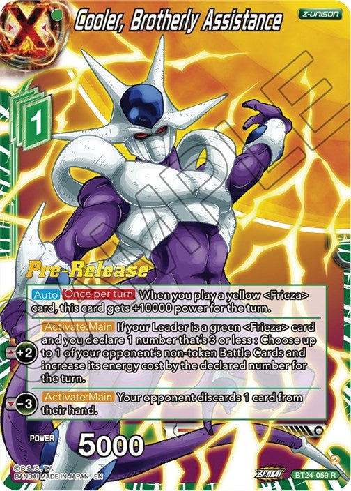 Image for Cooler, Brotherly Assistance (Beyond Generations Pre-Release Cards) (BT24-059) - Dragon Ball Super: Masters