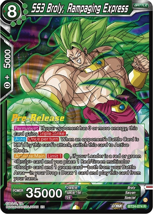 Image for SS3 Broly, Rampaging Express (Beyond Generations Pre-Release Cards) (BT24-074) - Dragon Ball Super: Masters