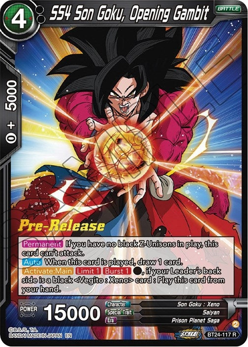 Image for SS4 Son Goku, Opening Gambit (Beyond Generations Pre-Release Cards) (BT24-117) - Dragon Ball Super: Masters