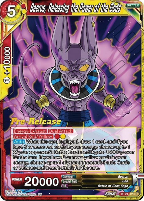 Image for Beerus, Releasing the Power of the Gods (Beyond Generations Pre-Release Cards) (BT24-129) - Dragon Ball Super: Masters