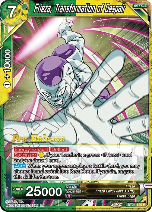 Image for Frieza, Transformation of Despair (Beyond Generations Pre-Release Cards) (BT24-135) - Dragon Ball Super: Masters